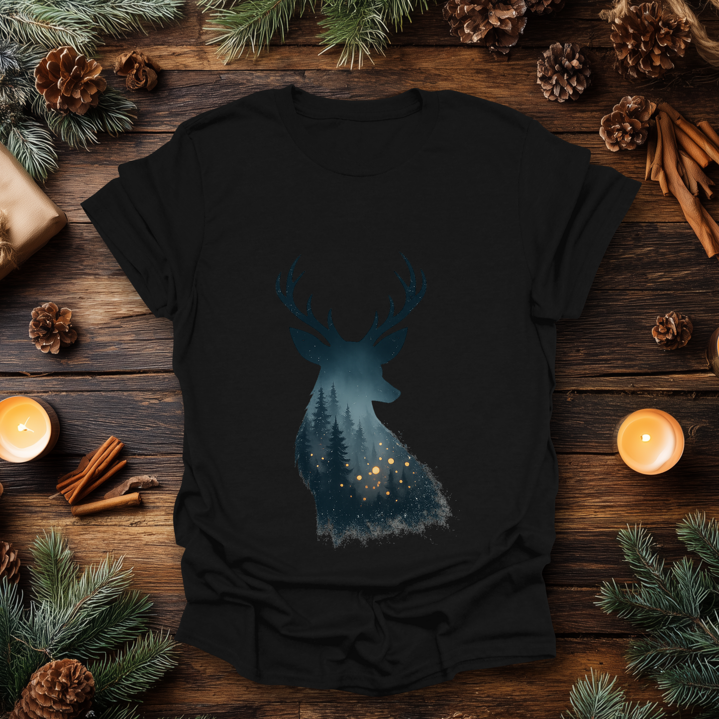 Enchanted Forest Deer Silhouette T-Shirt