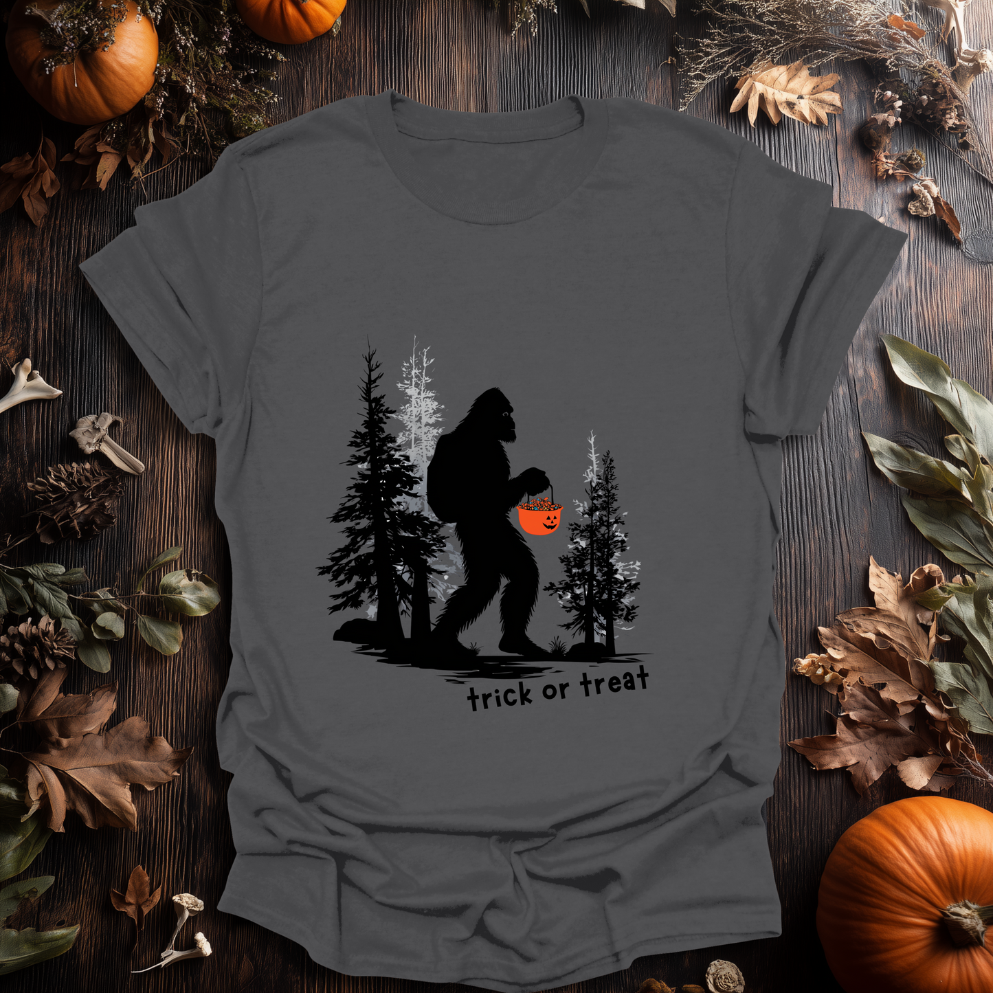 Trick-or-Treat Sasquatch Halloween T-Shirt