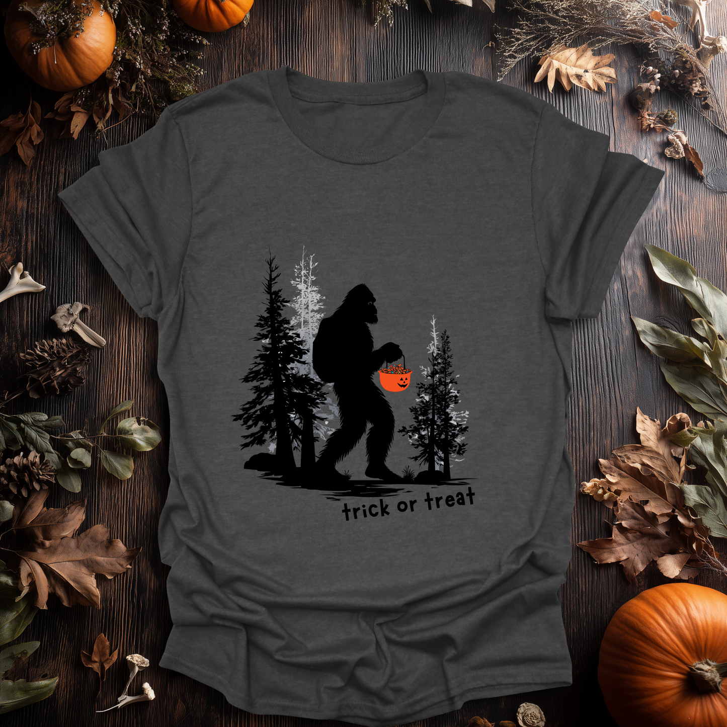 Trick-or-Treat Sasquatch Halloween T-Shirt