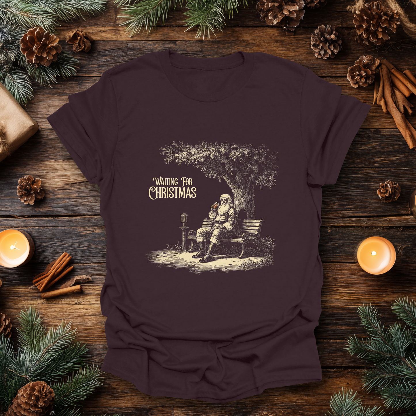 Waiting for Christmas – Vintage Santa T-Shirt