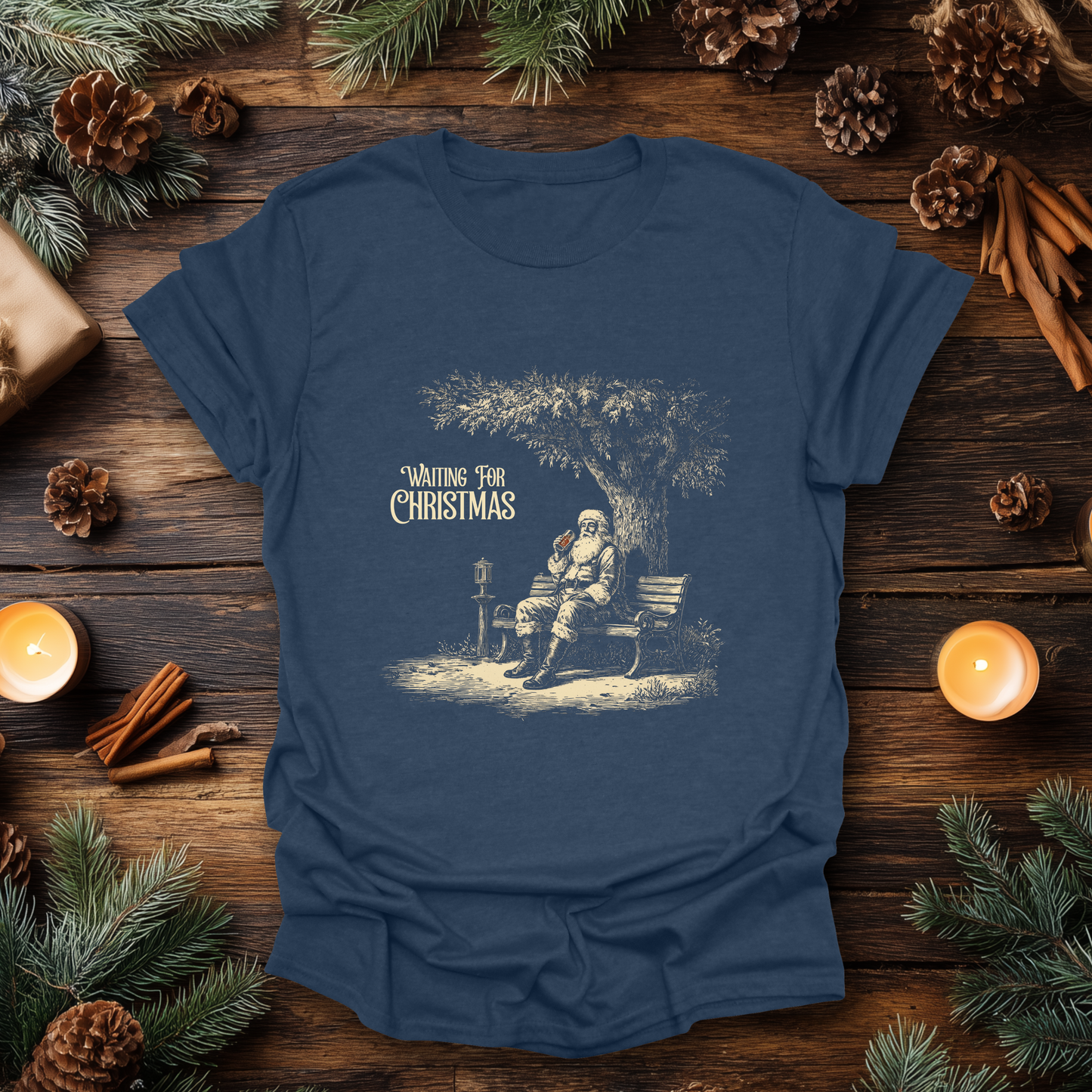 Waiting for Christmas – Vintage Santa T-Shirt