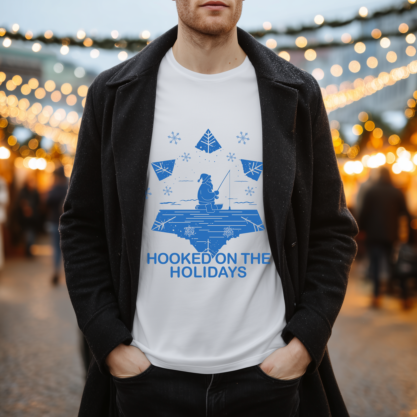 Hooked on the Holidays - Santa Ice Fishing T-Shirt