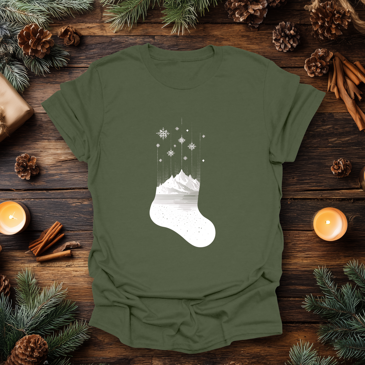 Alpine Christmas Stocking T-Shirt