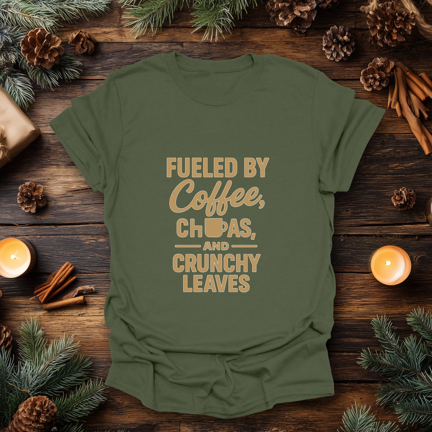 Fueled by Coffee, Chupas & Crunchy Leaves T-Shirt