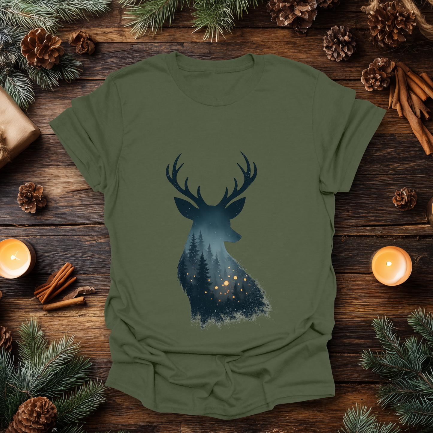 Enchanted Forest Deer Silhouette T-Shirt