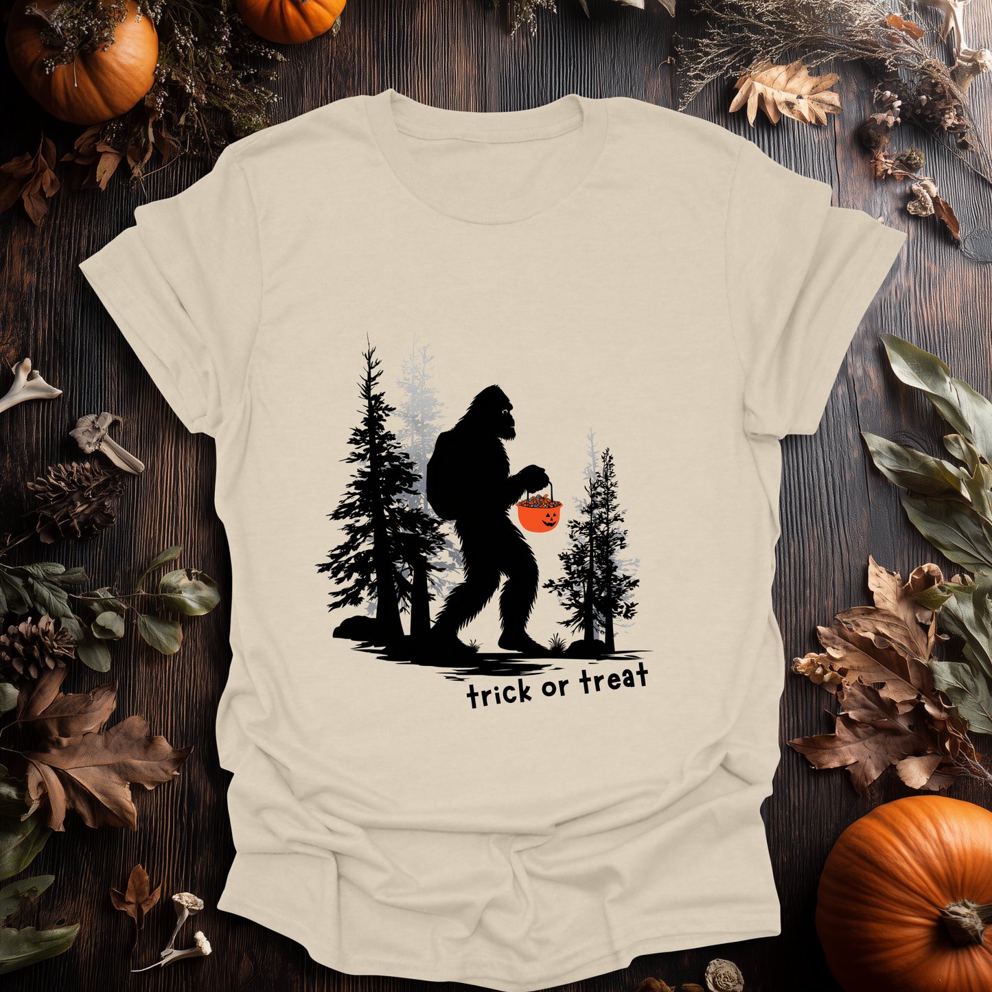 Trick-or-Treat Sasquatch Halloween T-Shirt