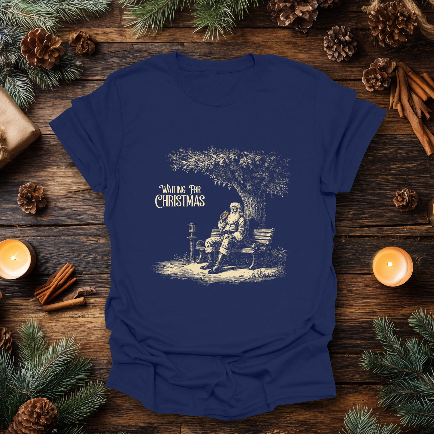 Waiting for Christmas – Vintage Santa T-Shirt