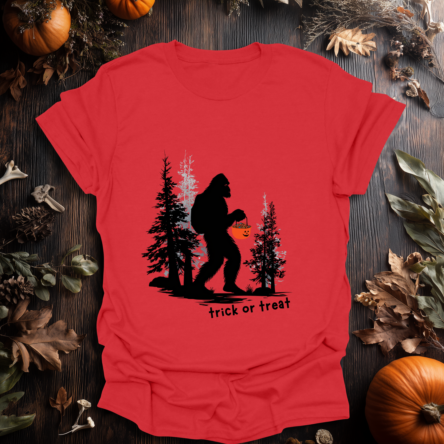 Trick-or-Treat Sasquatch Halloween T-Shirt