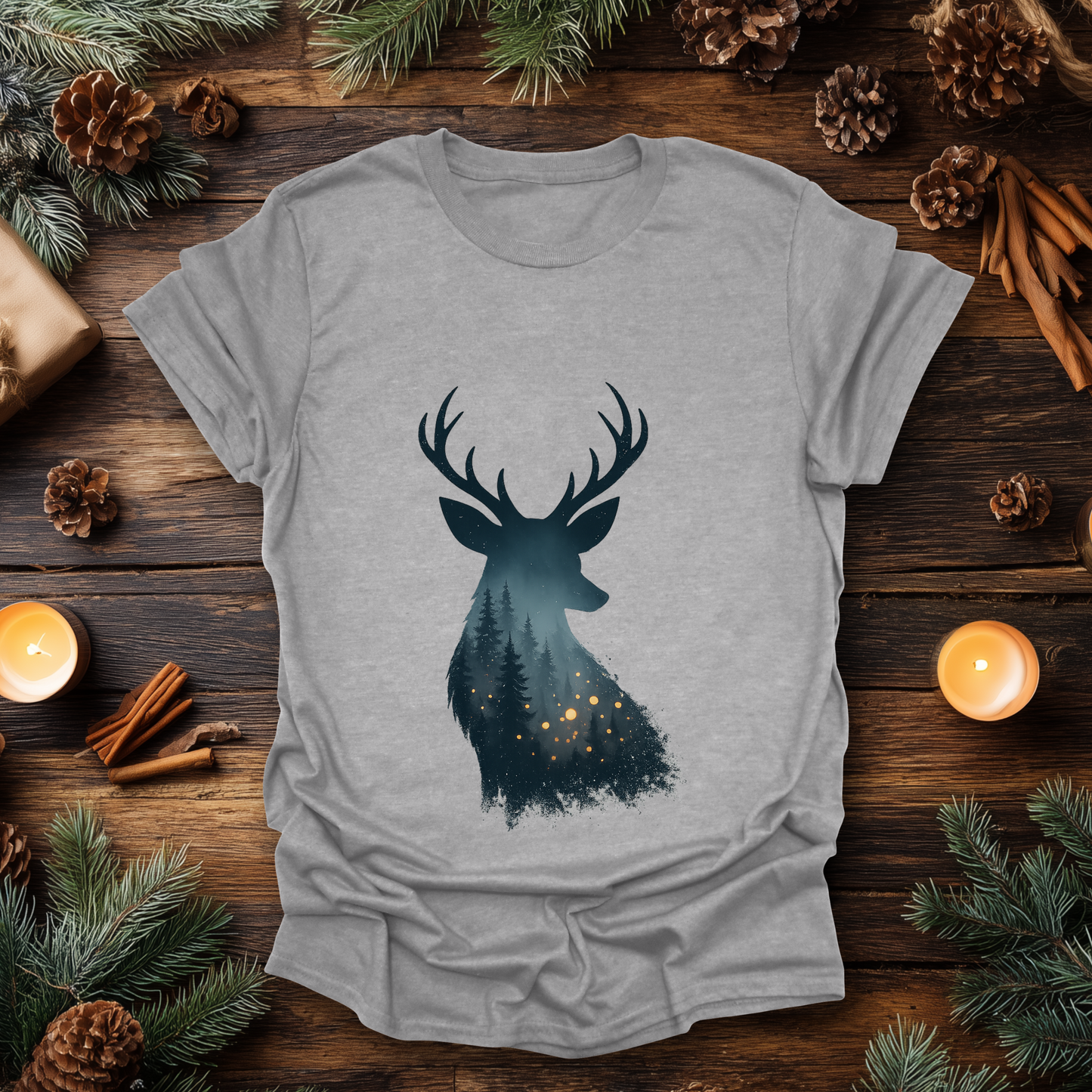 Enchanted Forest Deer Silhouette T-Shirt