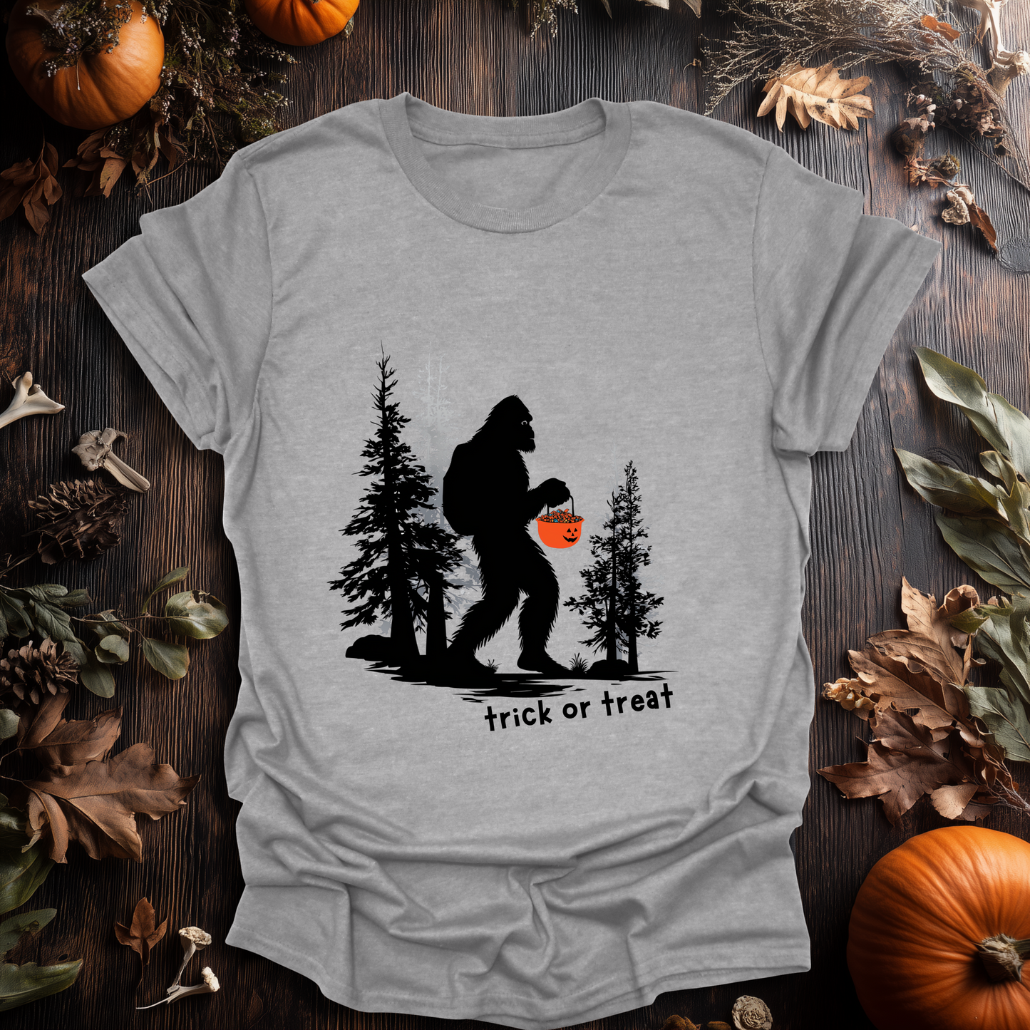 Trick-or-Treat Sasquatch Halloween T-Shirt