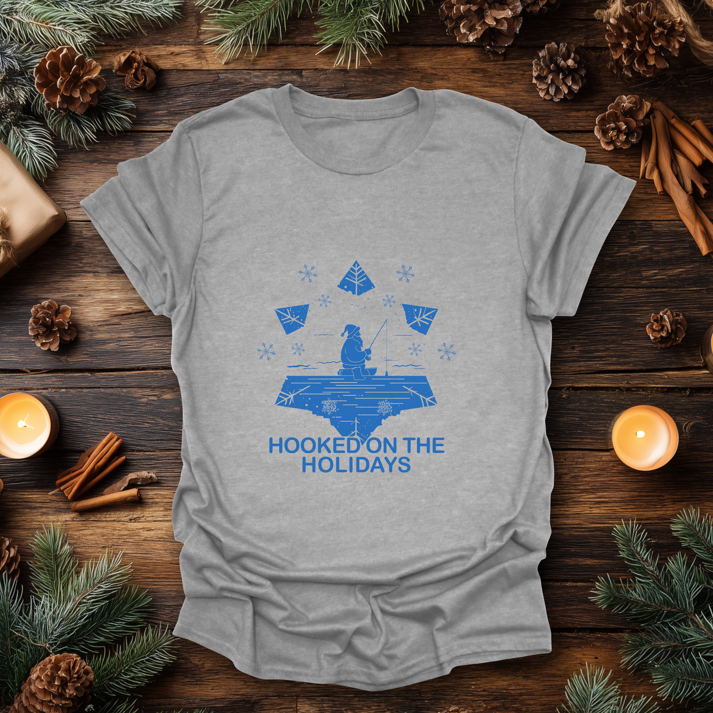 Hooked on the Holidays - Santa Ice Fishing T-Shirt