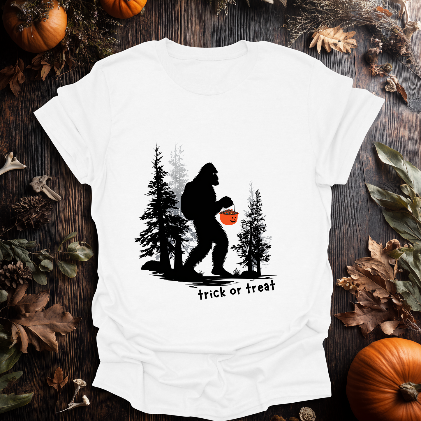 Trick-or-Treat Sasquatch Halloween T-Shirt