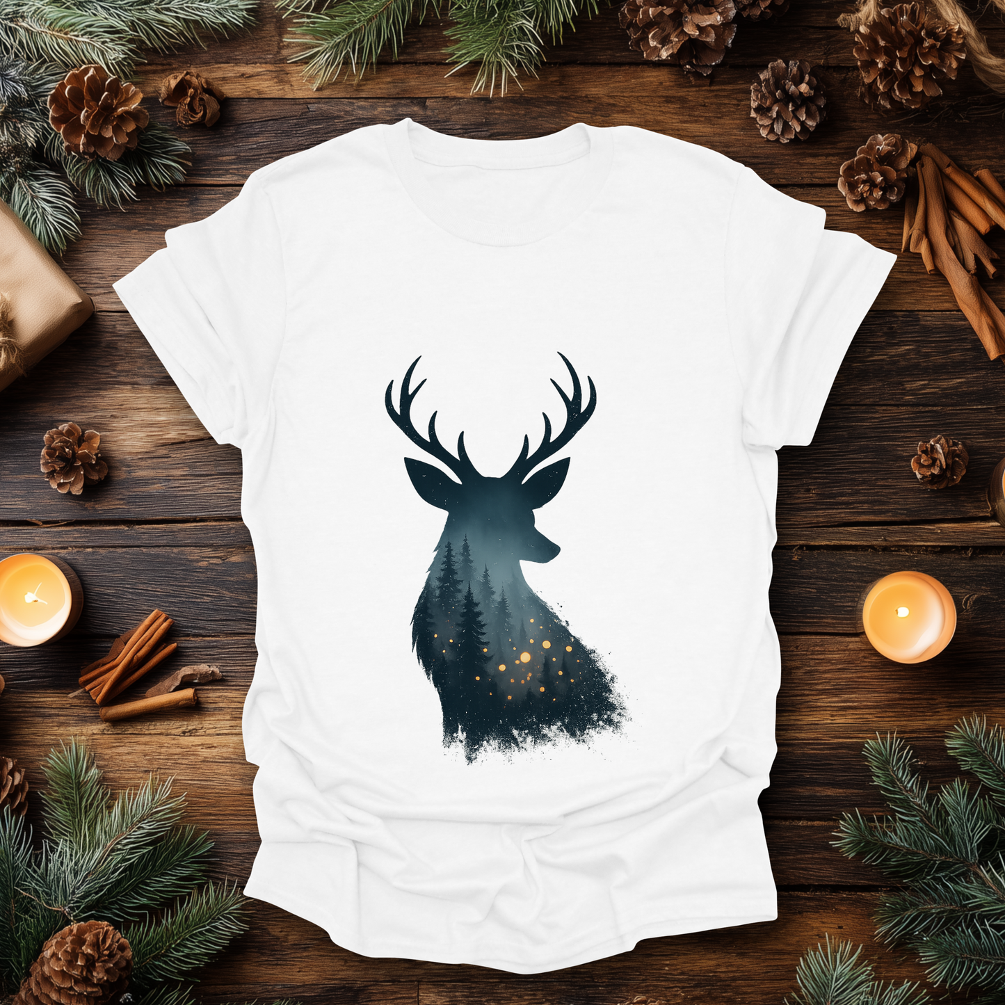 Enchanted Forest Deer Silhouette T-Shirt