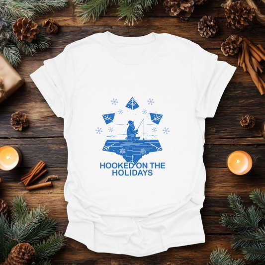 Hooked on the Holidays - Santa Ice Fishing T-Shirt