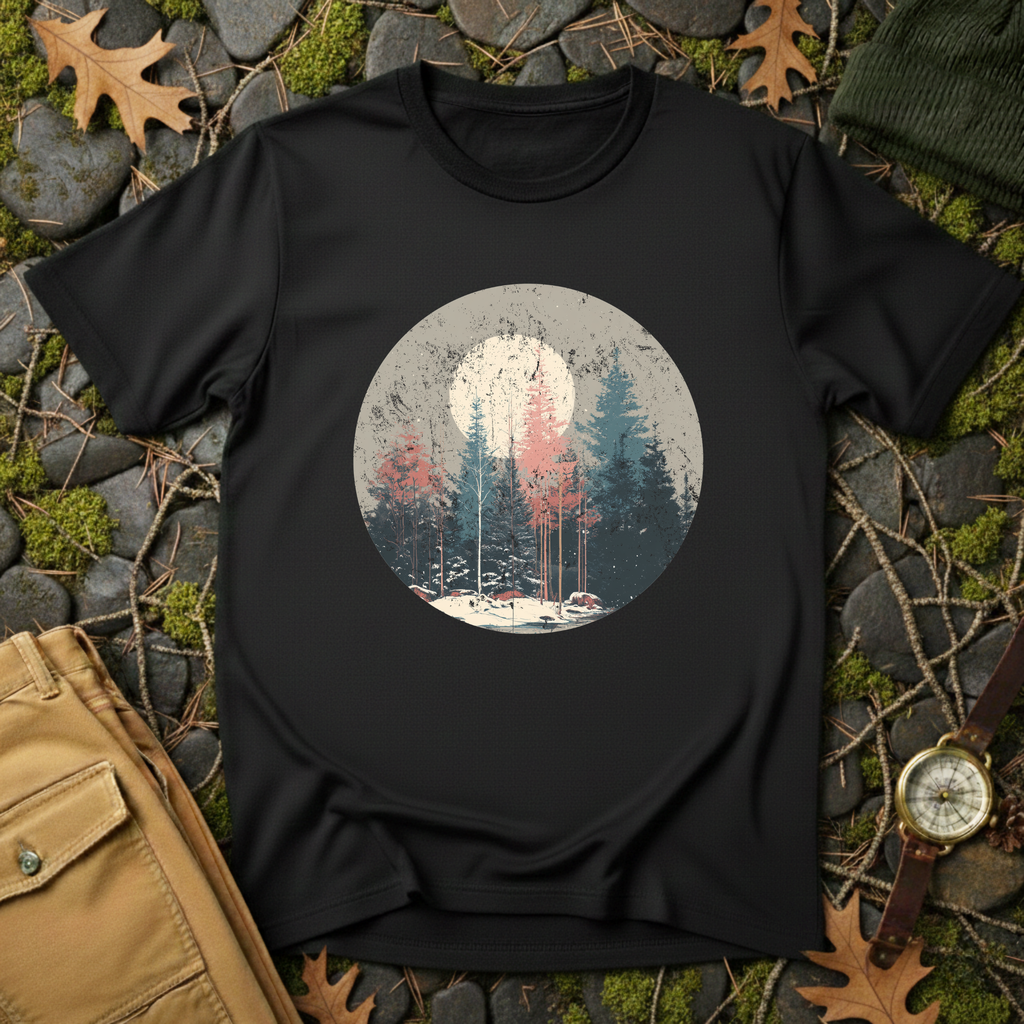 Vintage Winter Moon Forest T-Shirt