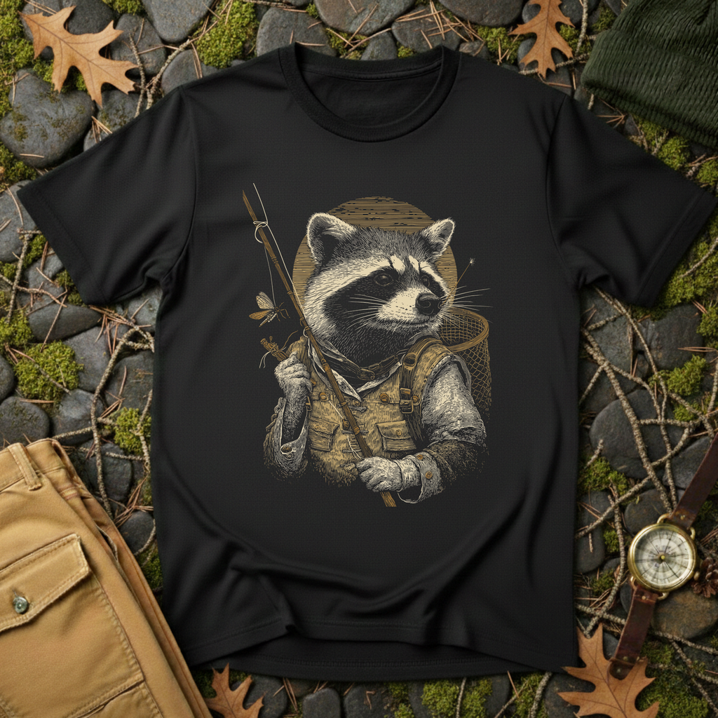Fly Fishing Raccoon T-Shirt