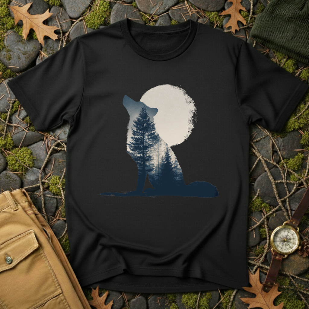 Moonlit Echo – Wolf & Wilderness T-Shirt