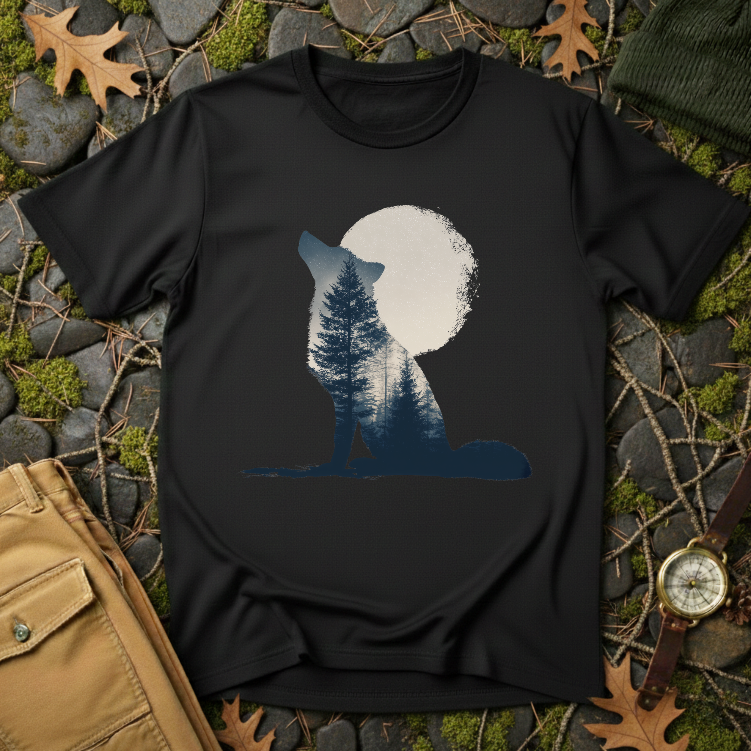Moonlit Echo – Wolf & Wilderness T-Shirt