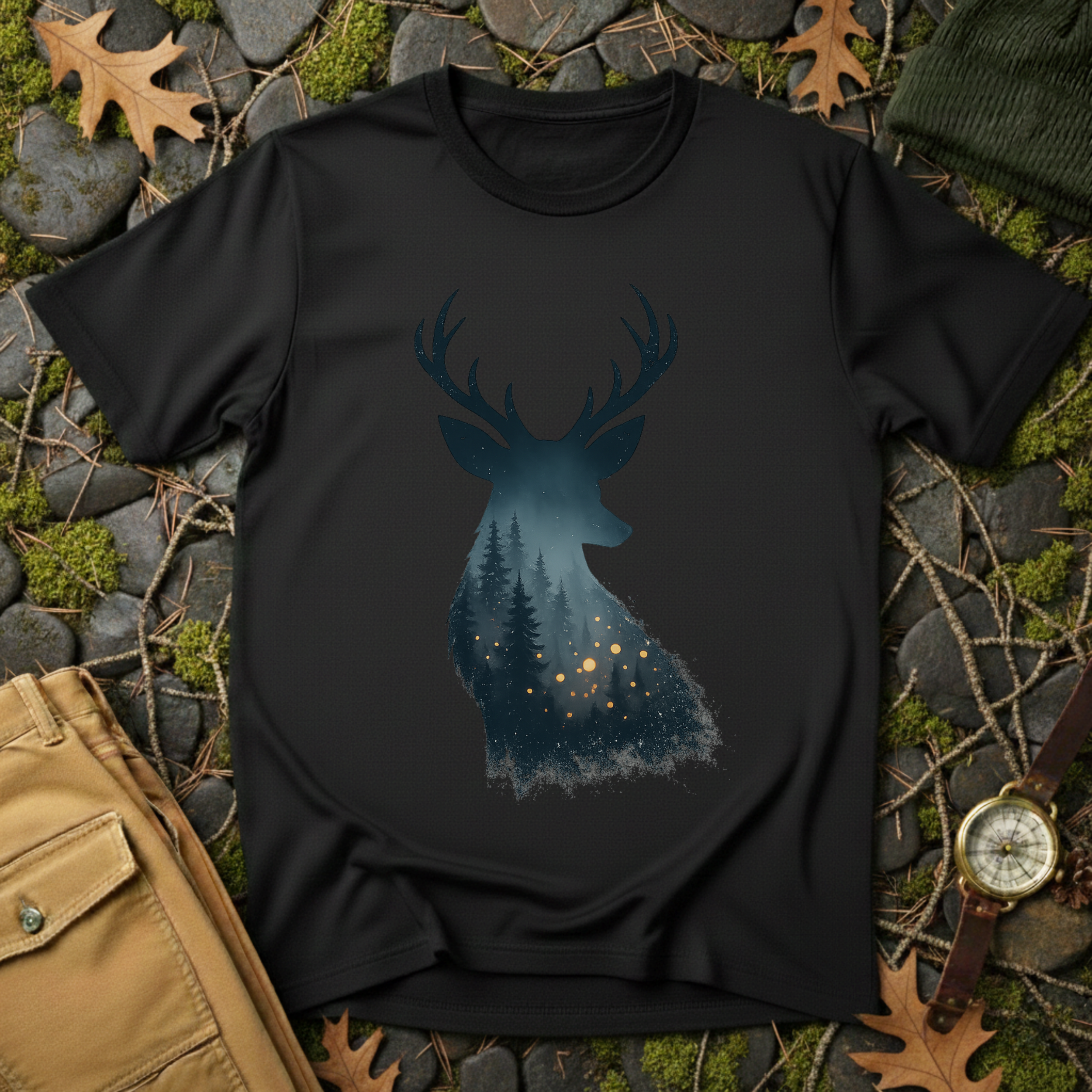 Enchanted Forest Deer Silhouette T-Shirt