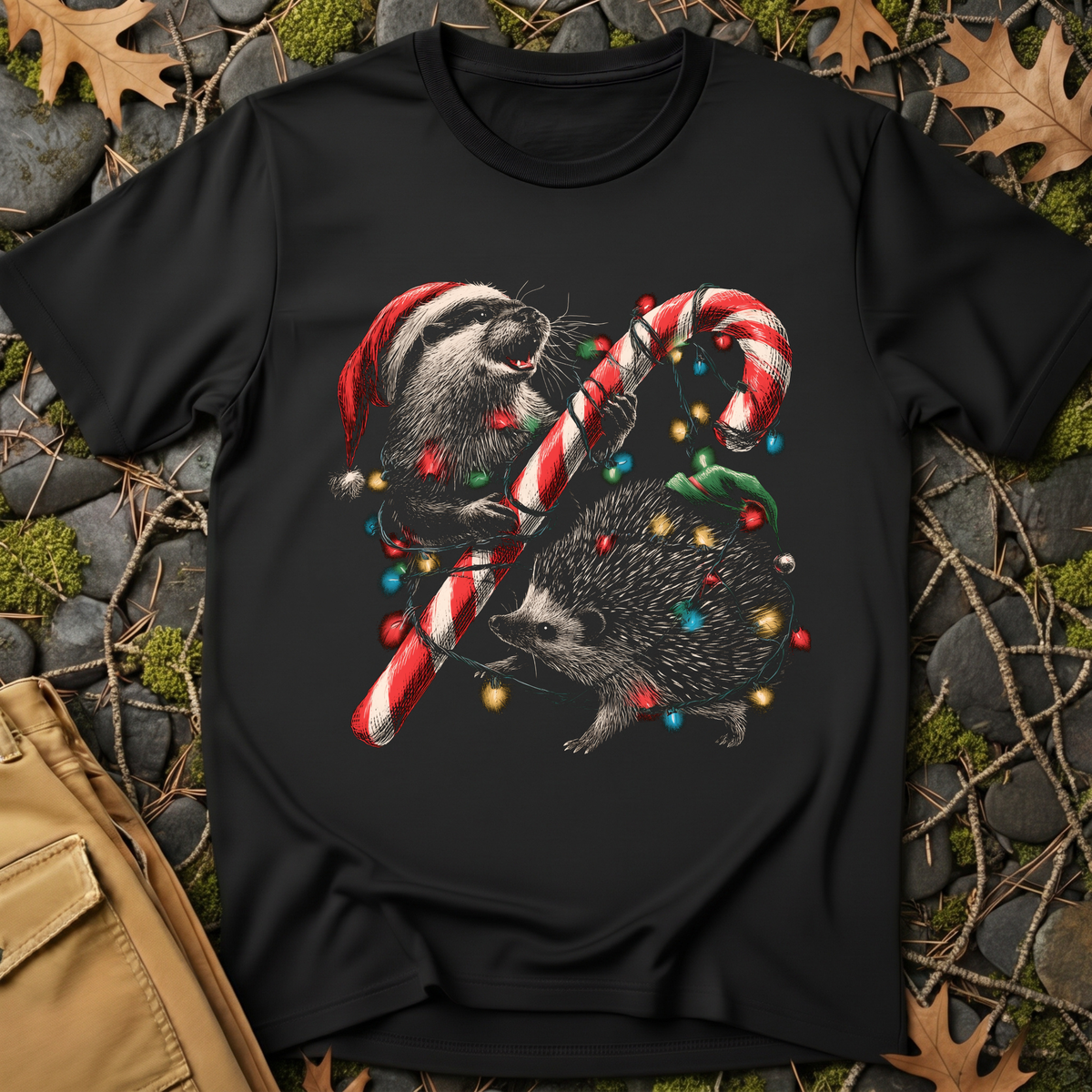 Festive Otter & Hedgehog T-Shirt