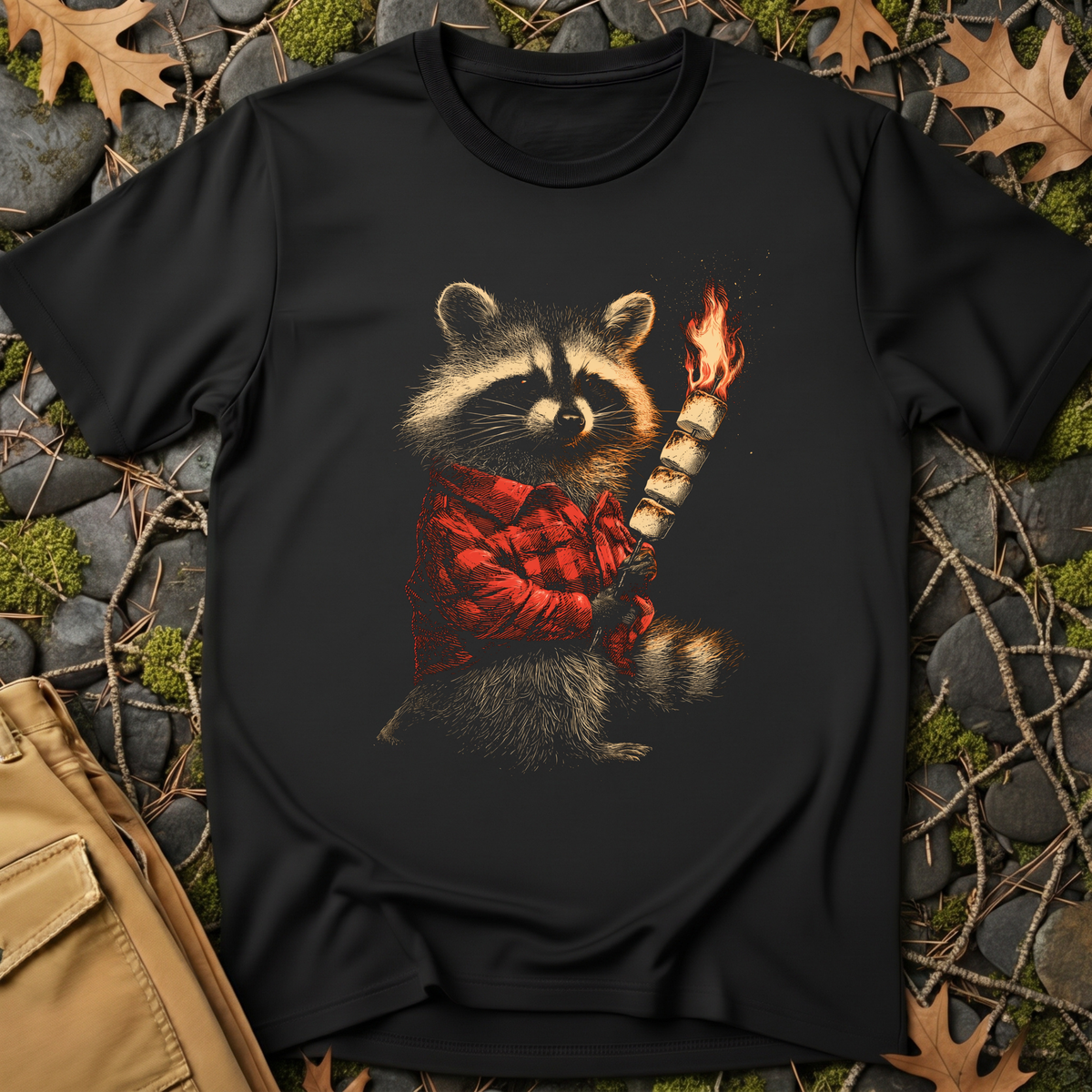 Flaming Marshmallow Raccoon T-Shirt
