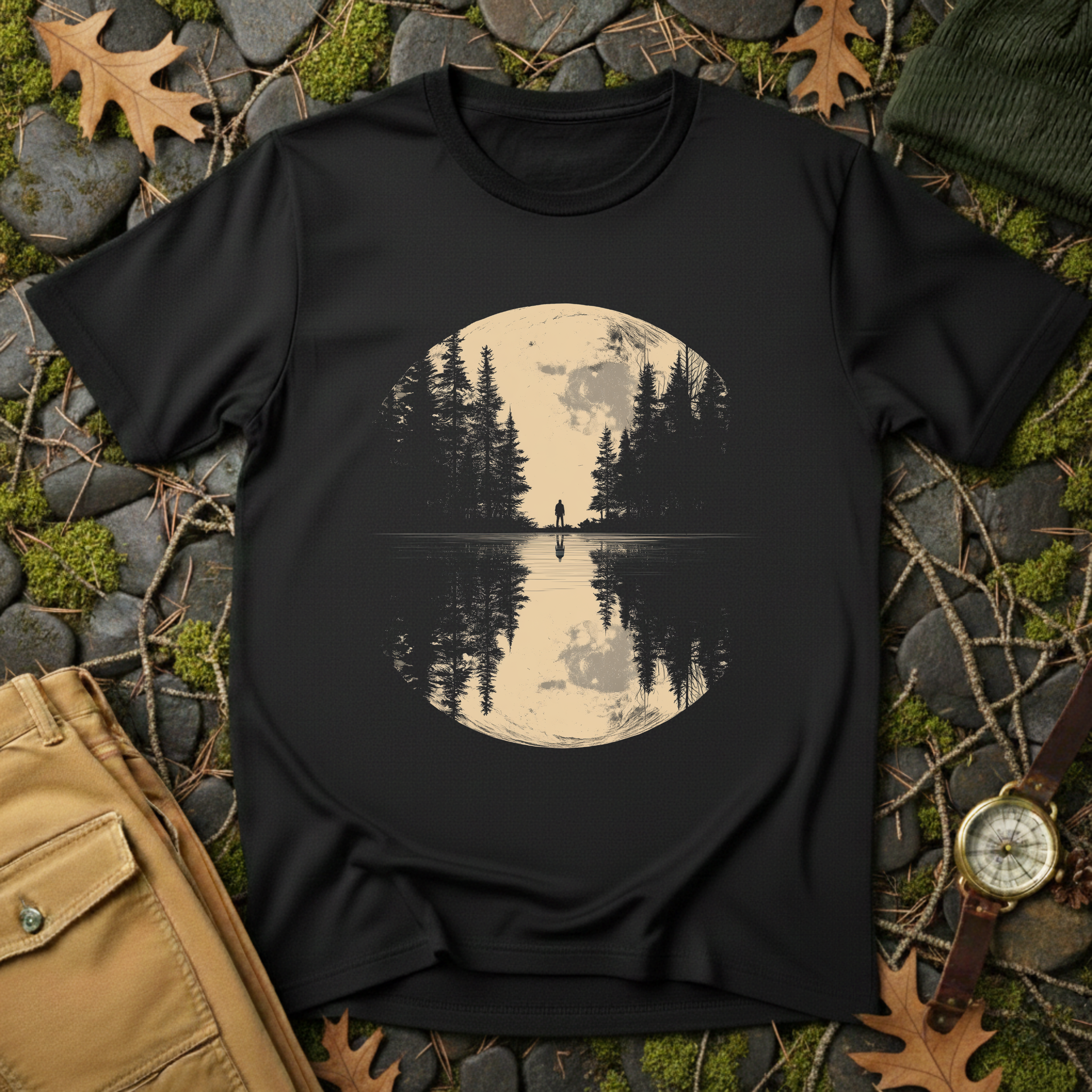 Moonlit Forest Reflection T-Shirt