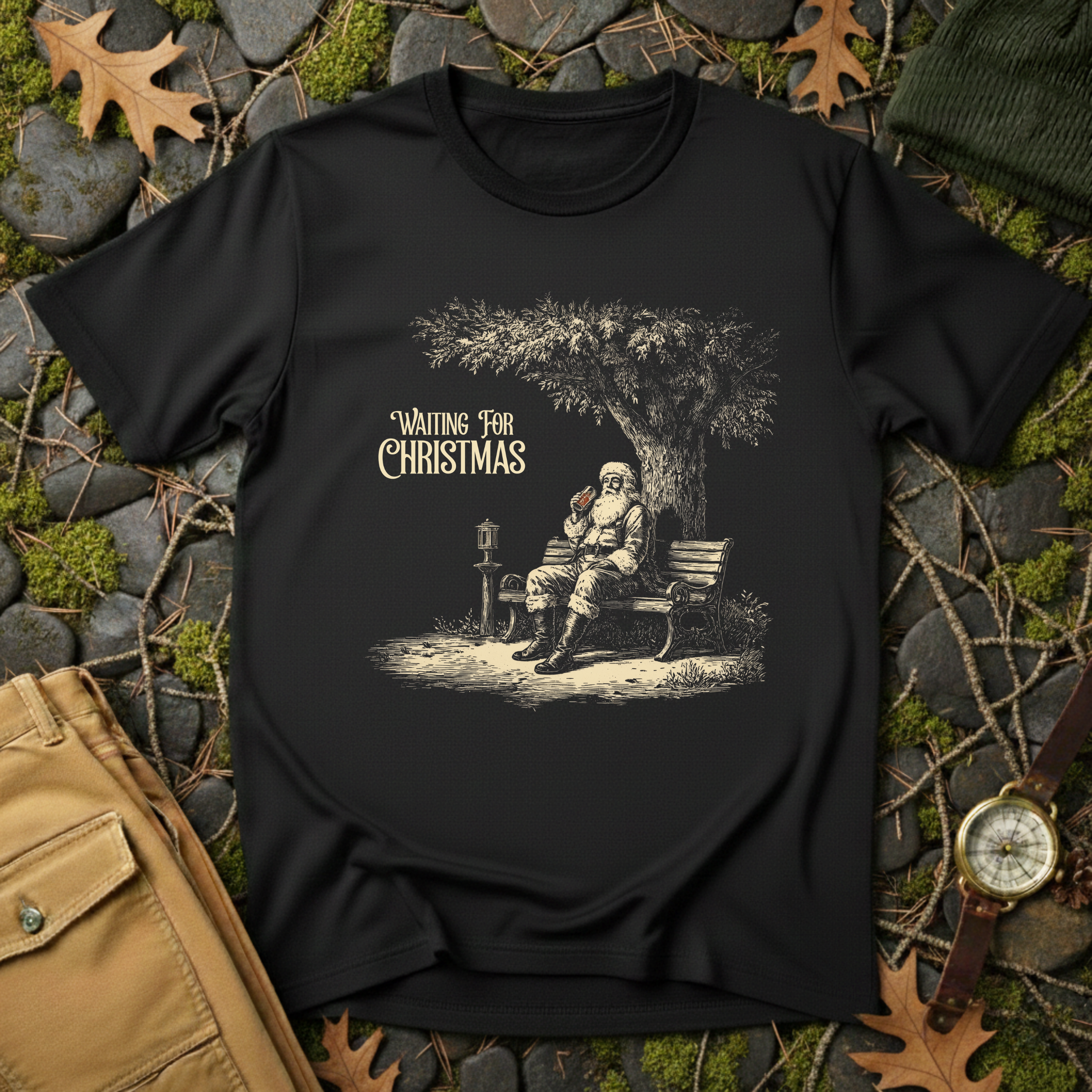 Waiting for Christmas – Vintage Santa T-Shirt