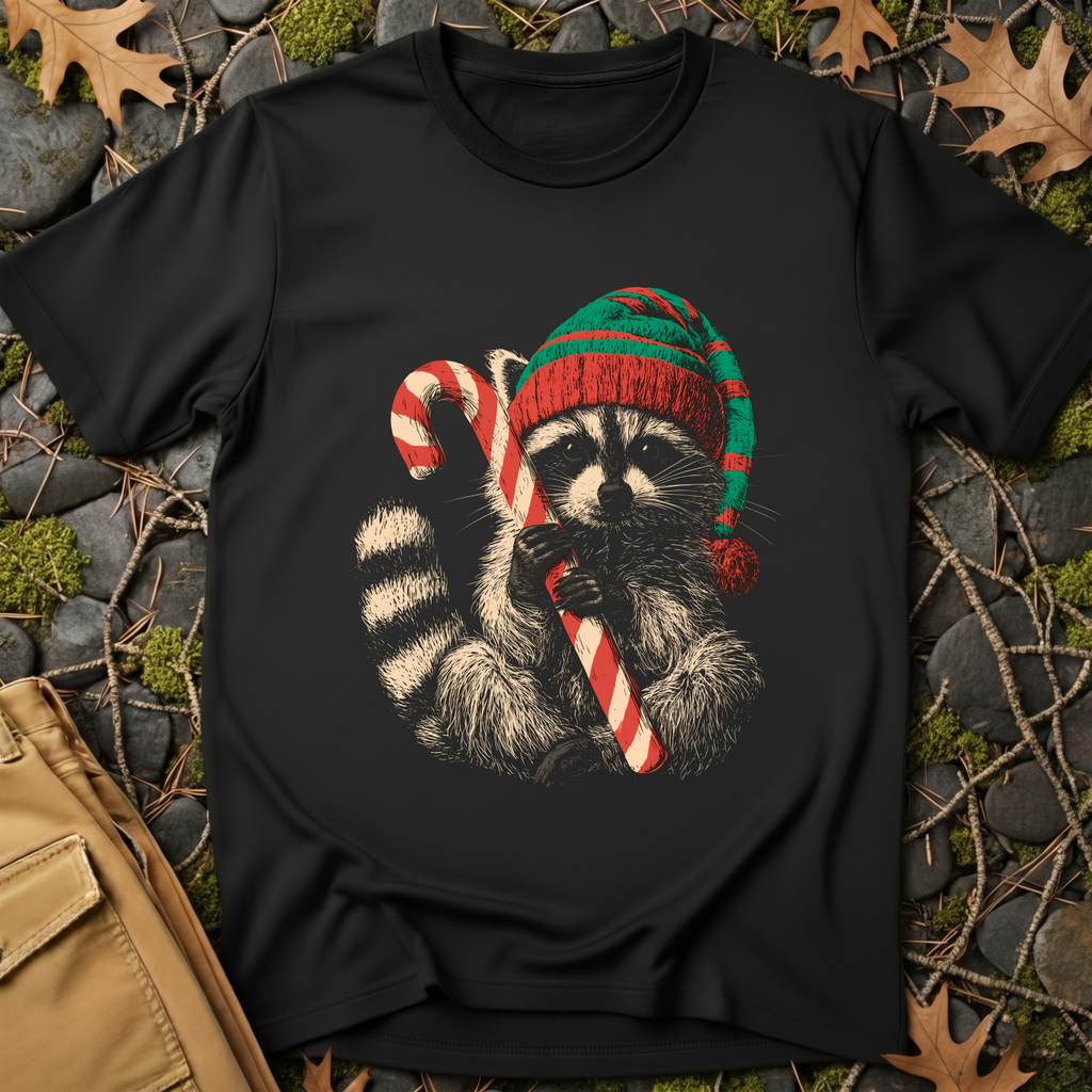 Candy Cane Raccoon T-Shirt