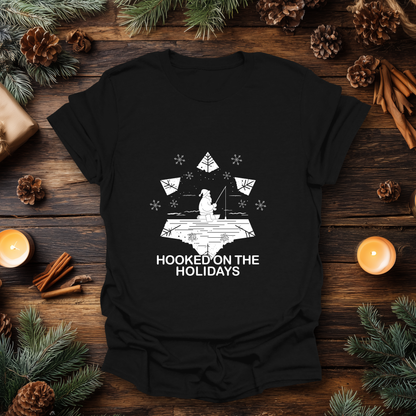 Hooked on the Holidays - Santa Ice Fishing T-Shirt