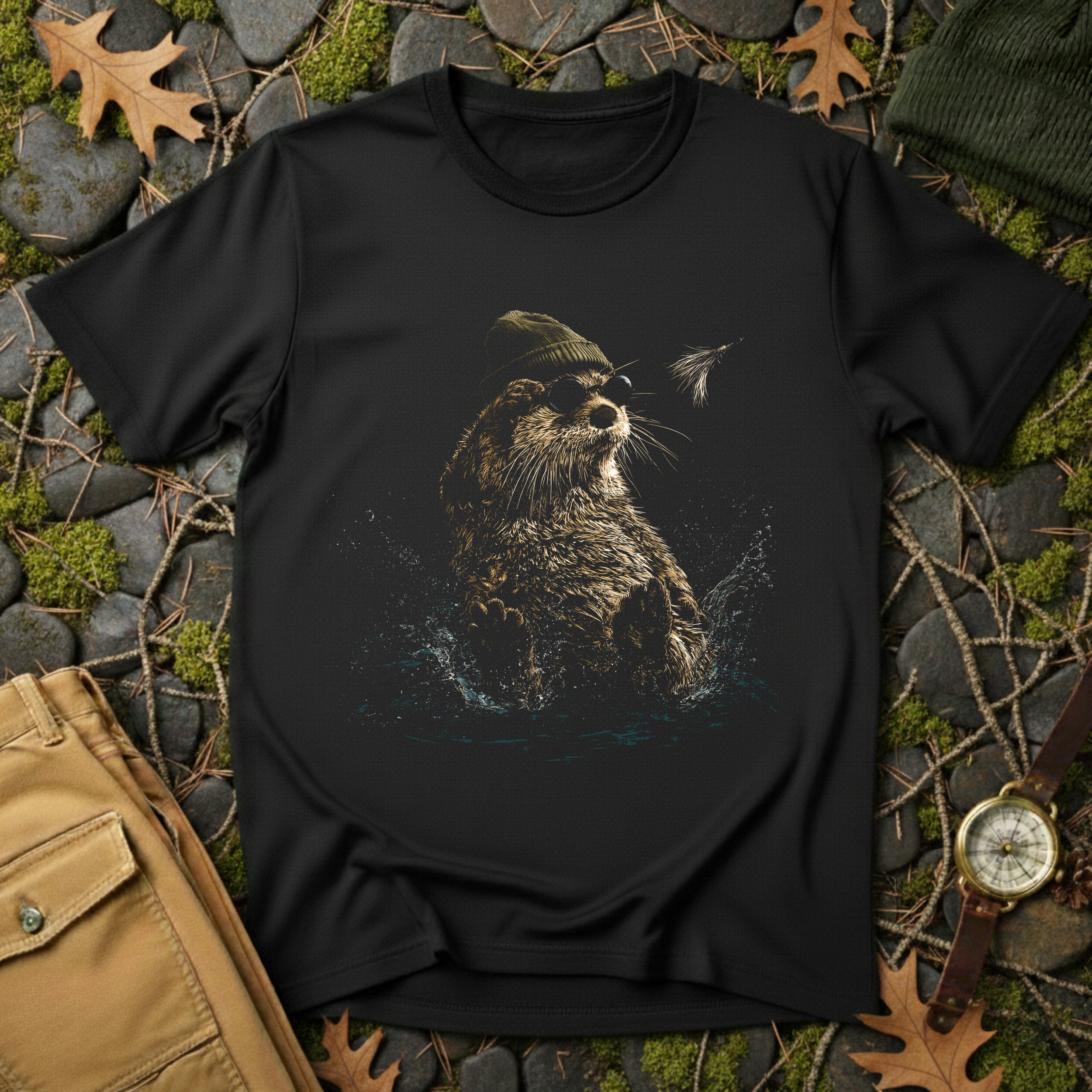 Cool Otter Fishing T-Shirt