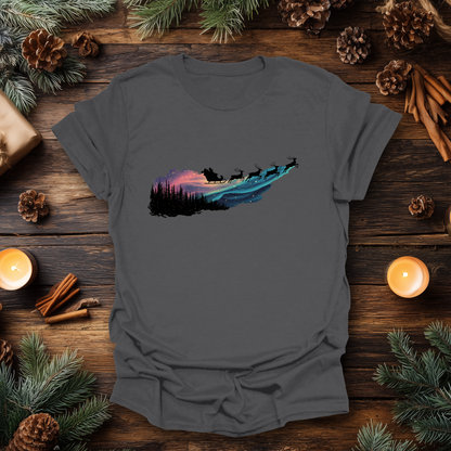 Silent Flight - Northern Lights Santa T-Shirt