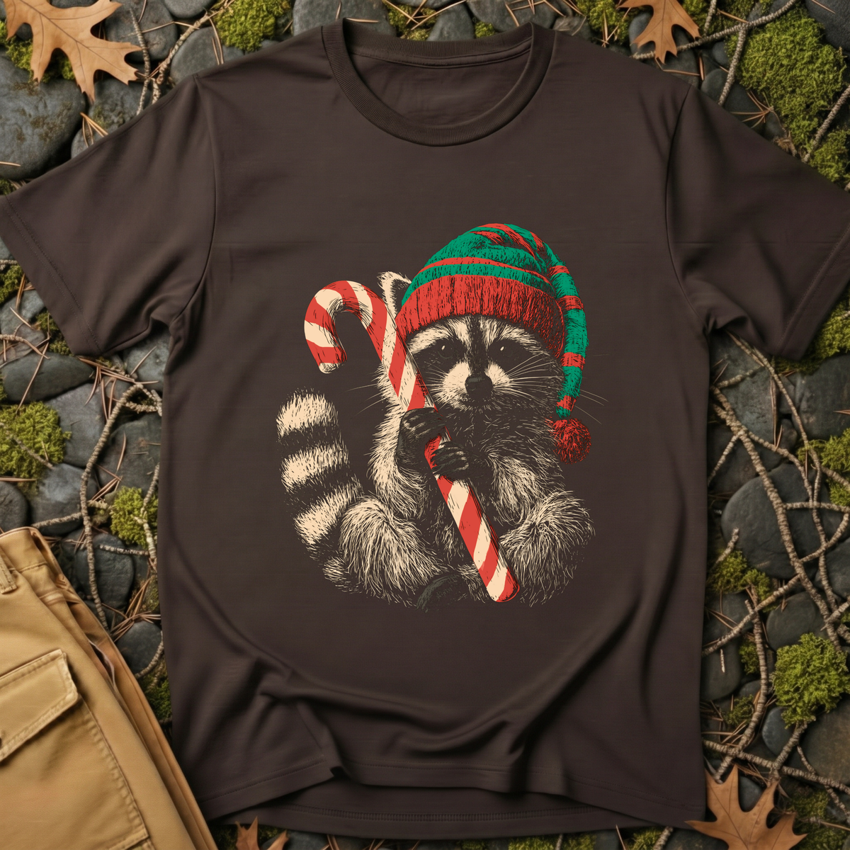 Candy Cane Raccoon T-Shirt