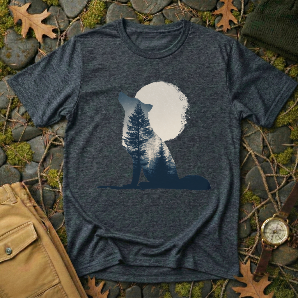Moonlit Echo – Wolf & Wilderness T-Shirt