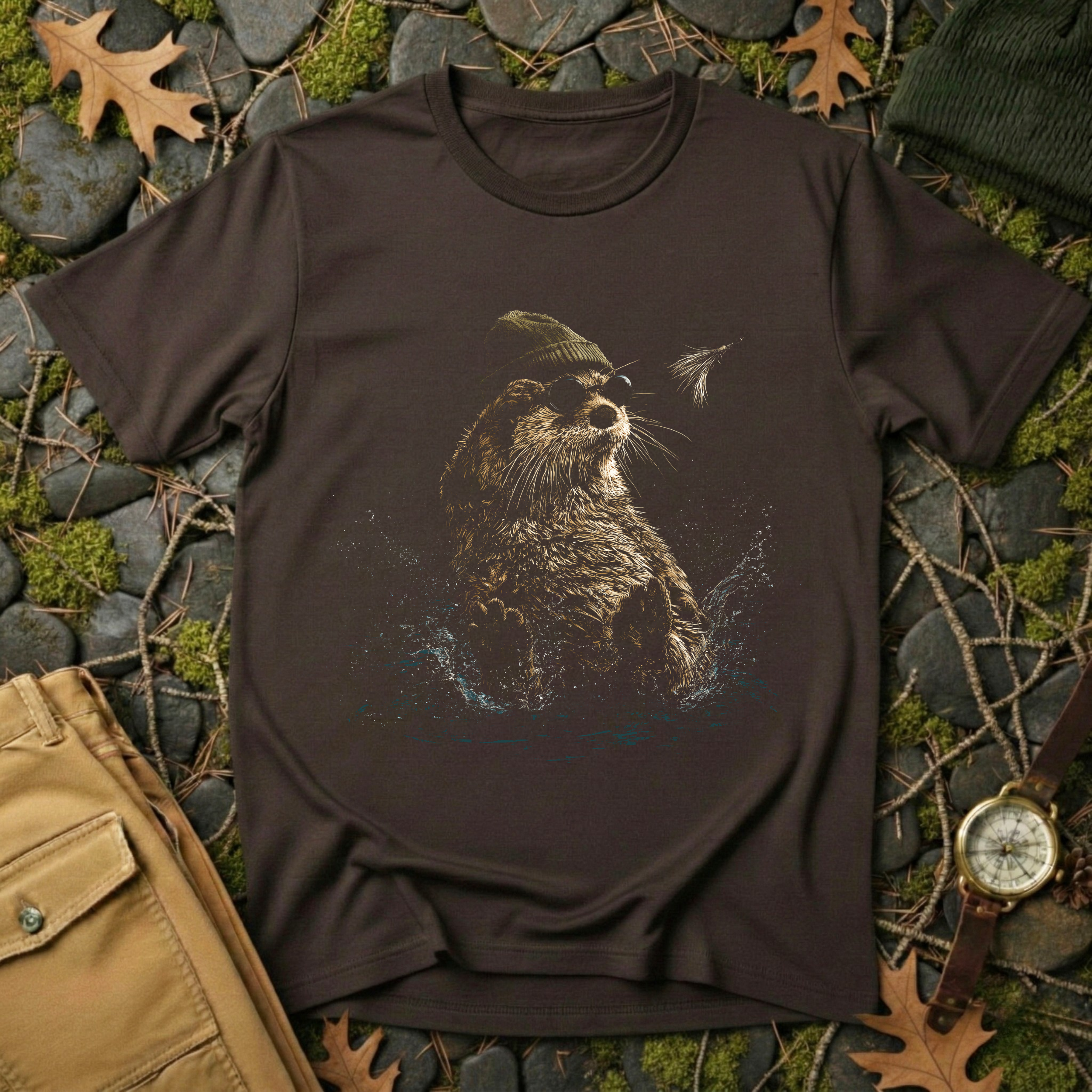Cool Otter Fishing T-Shirt