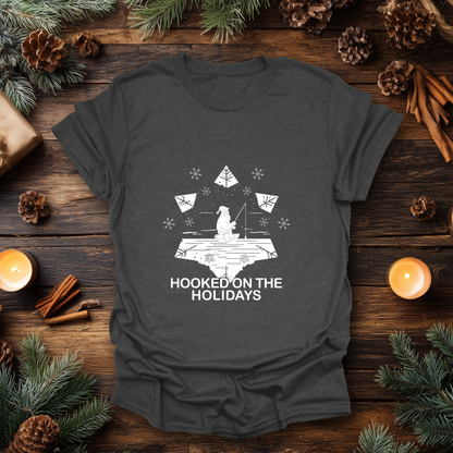 Hooked on the Holidays - Santa Ice Fishing T-Shirt