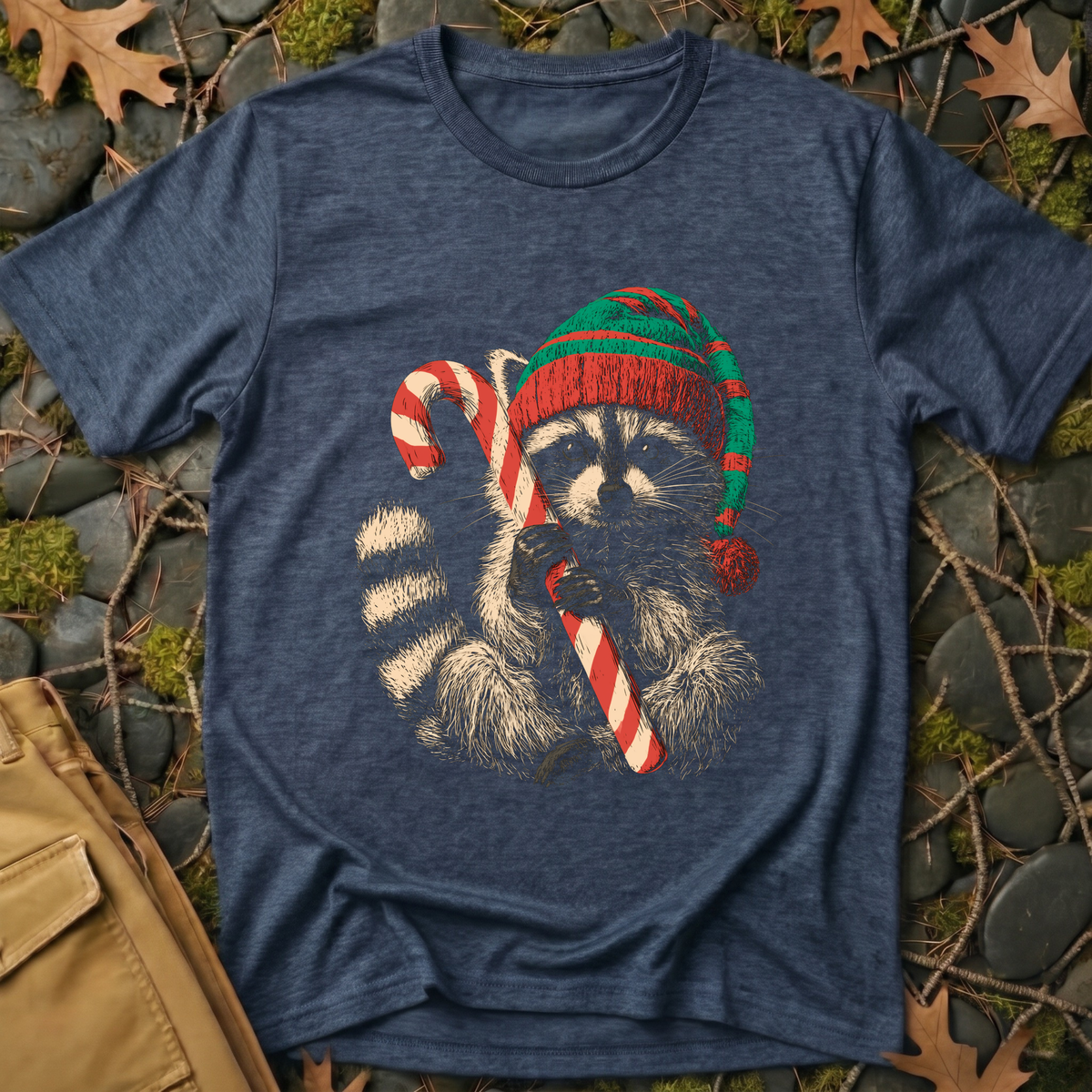 Candy Cane Raccoon T-Shirt