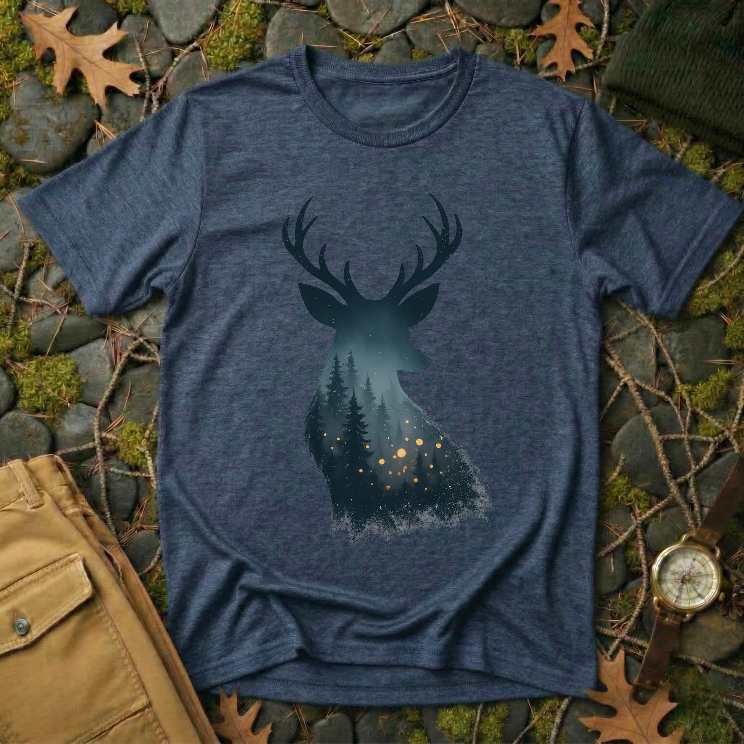 Enchanted Forest Deer Silhouette T-Shirt