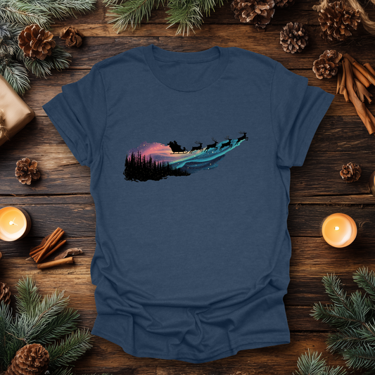 Silent Flight - Northern Lights Santa T-Shirt