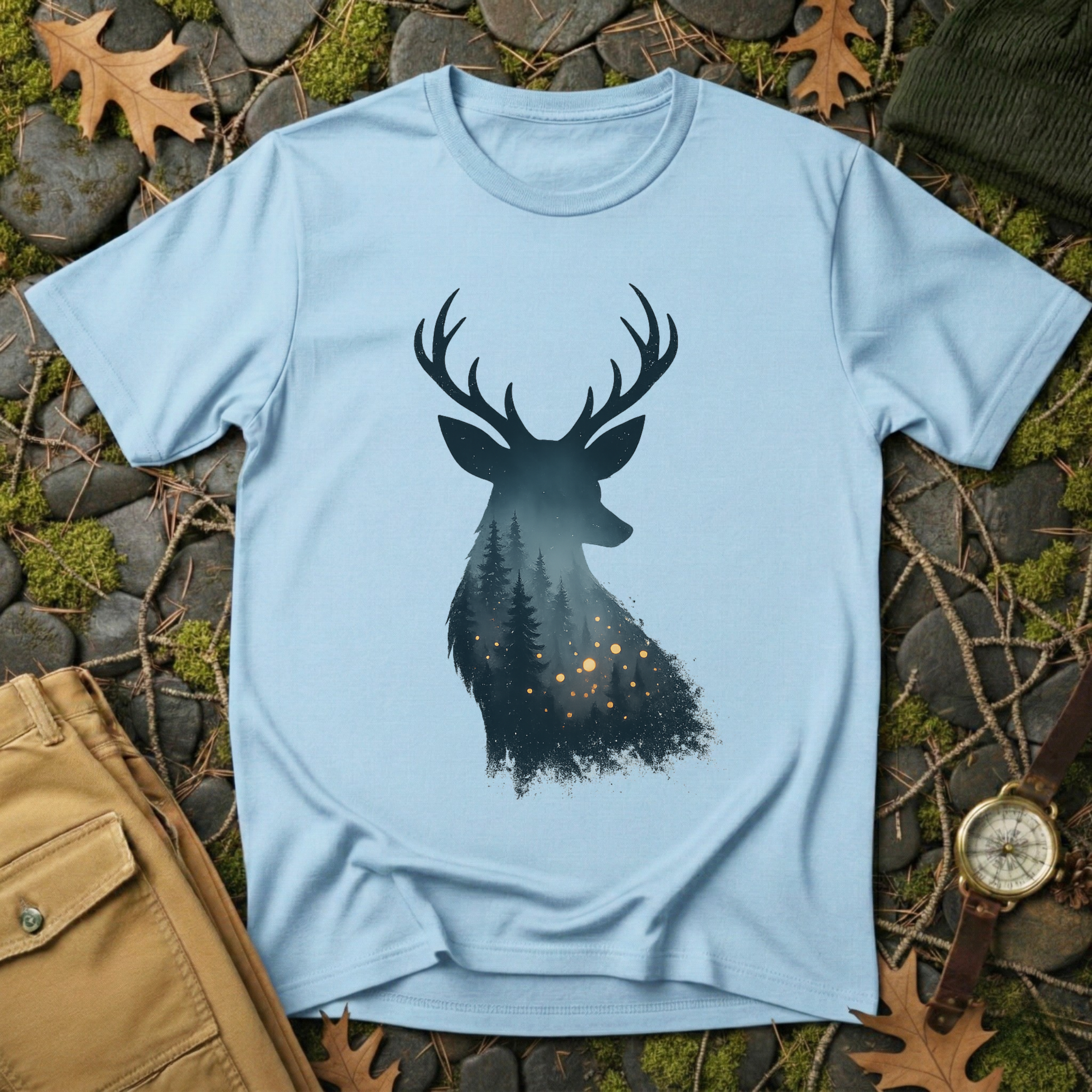 Enchanted Forest Deer Silhouette T-Shirt