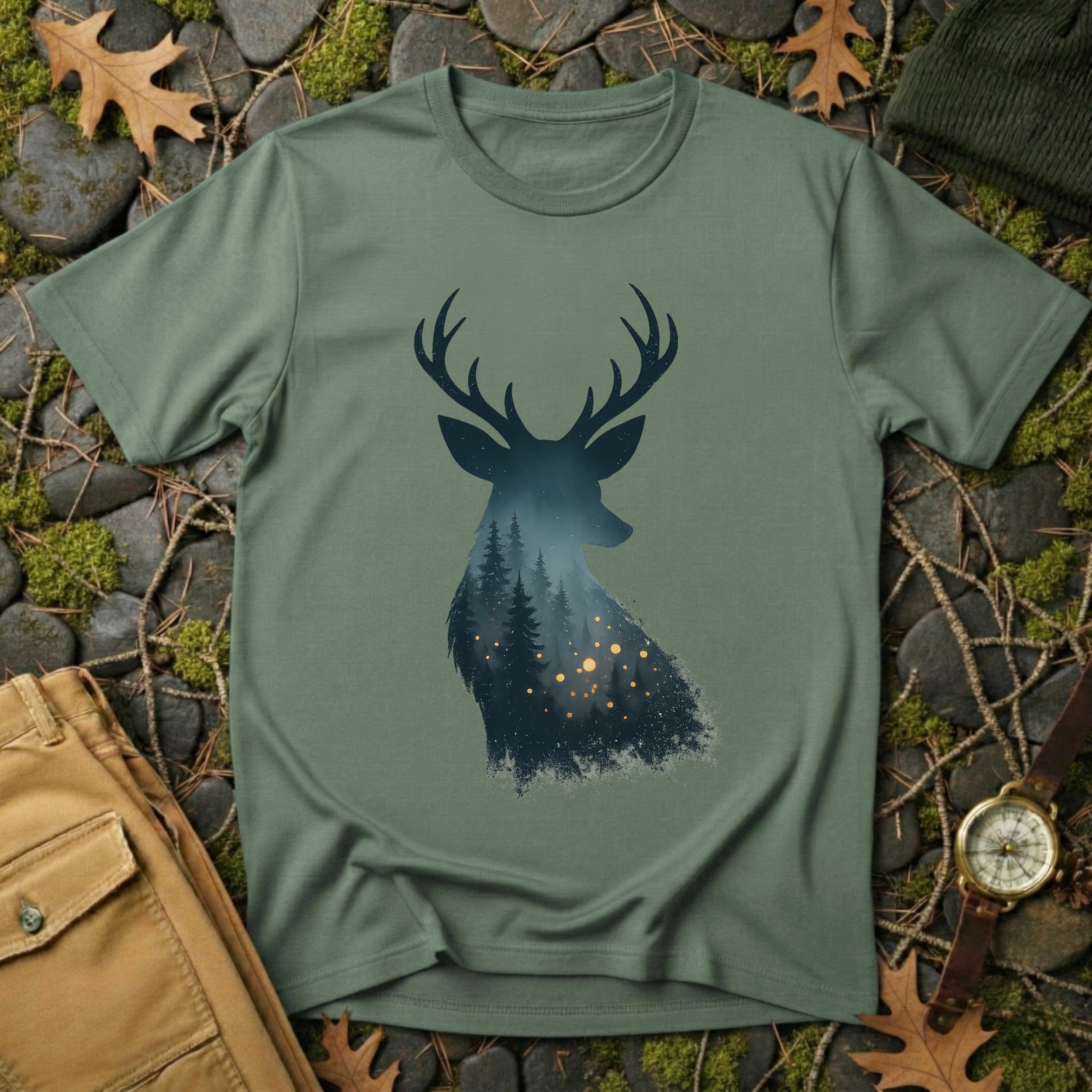 Enchanted Forest Deer Silhouette T-Shirt