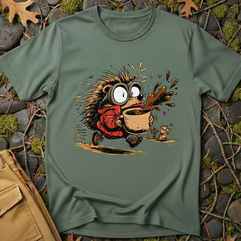 Coffee Run Hedgehog T-Shirt