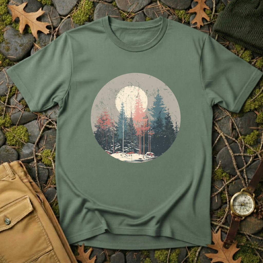 Vintage Winter Moon Forest T-Shirt