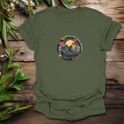 Trail Bloom Wanderer - Hiking Boots & Wildflower T-Shirt