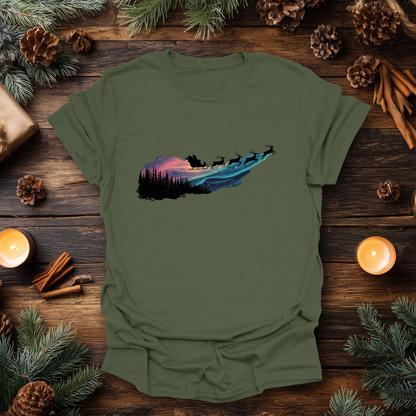 Silent Flight - Northern Lights Santa T-Shirt