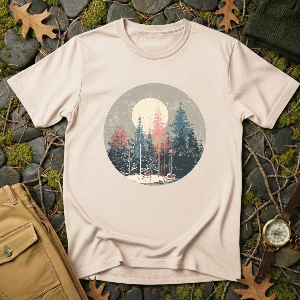 Vintage Winter Moon Forest T-Shirt