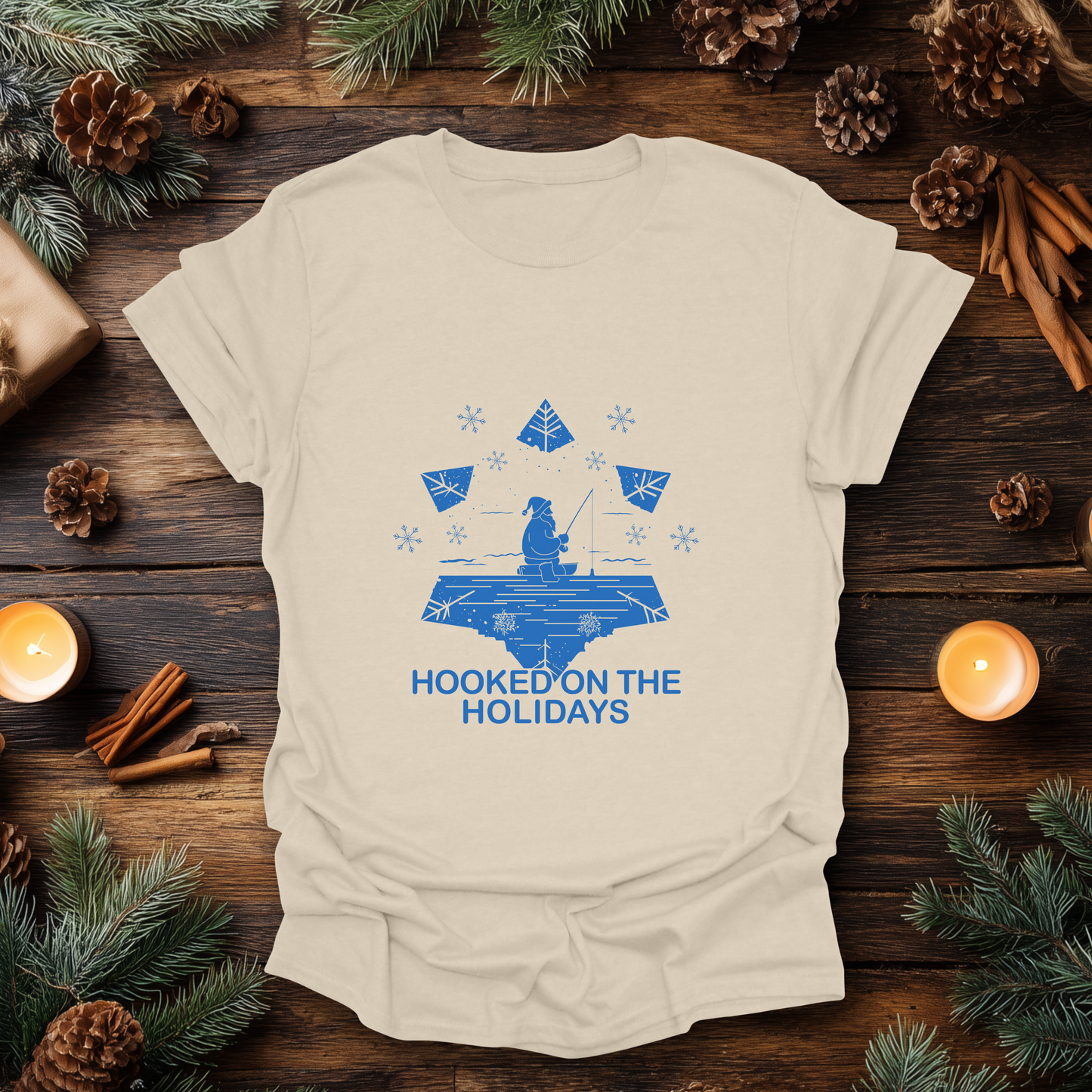 Hooked on the Holidays - Santa Ice Fishing T-Shirt