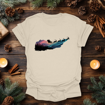 Silent Flight - Northern Lights Santa T-Shirt