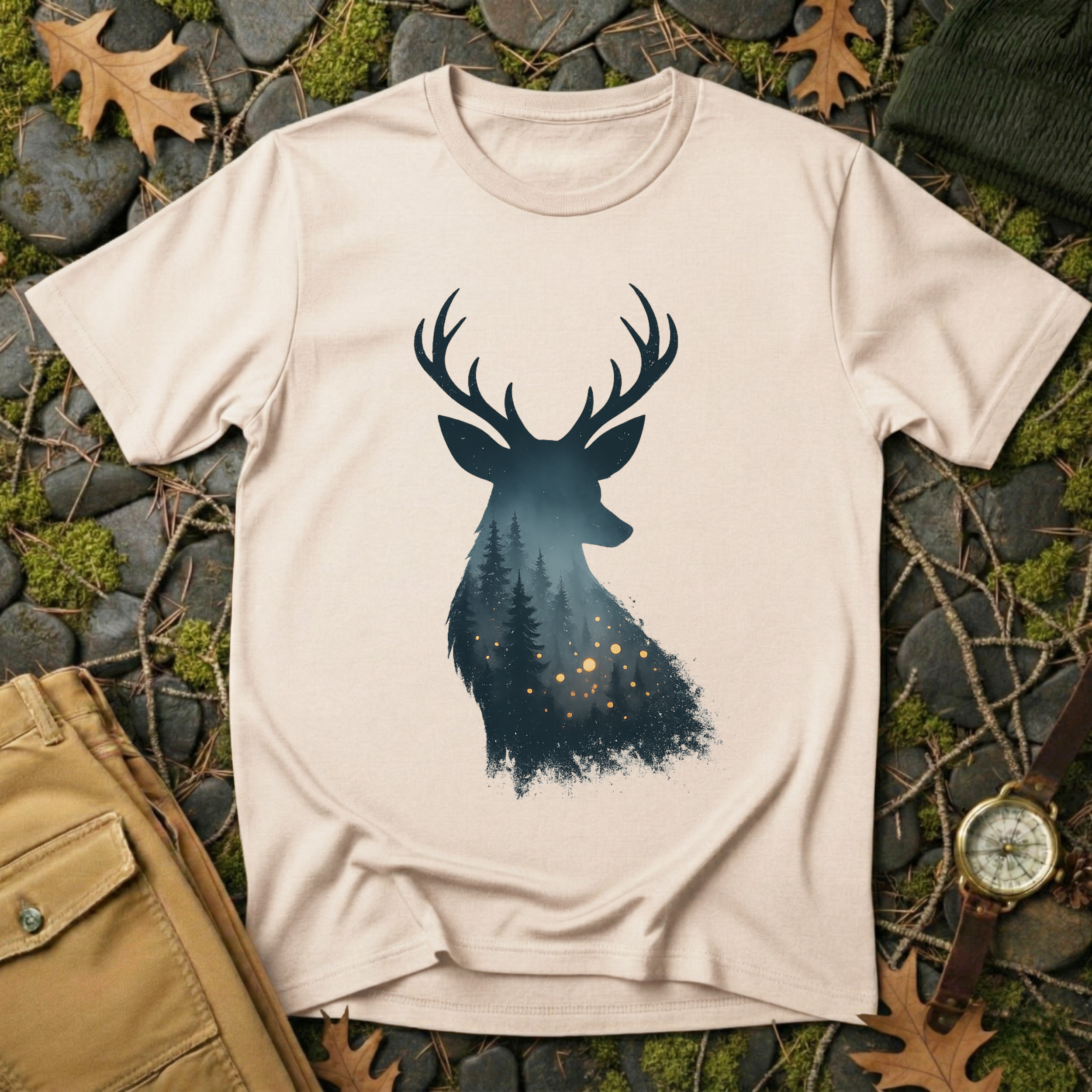 Enchanted Forest Deer Silhouette T-Shirt