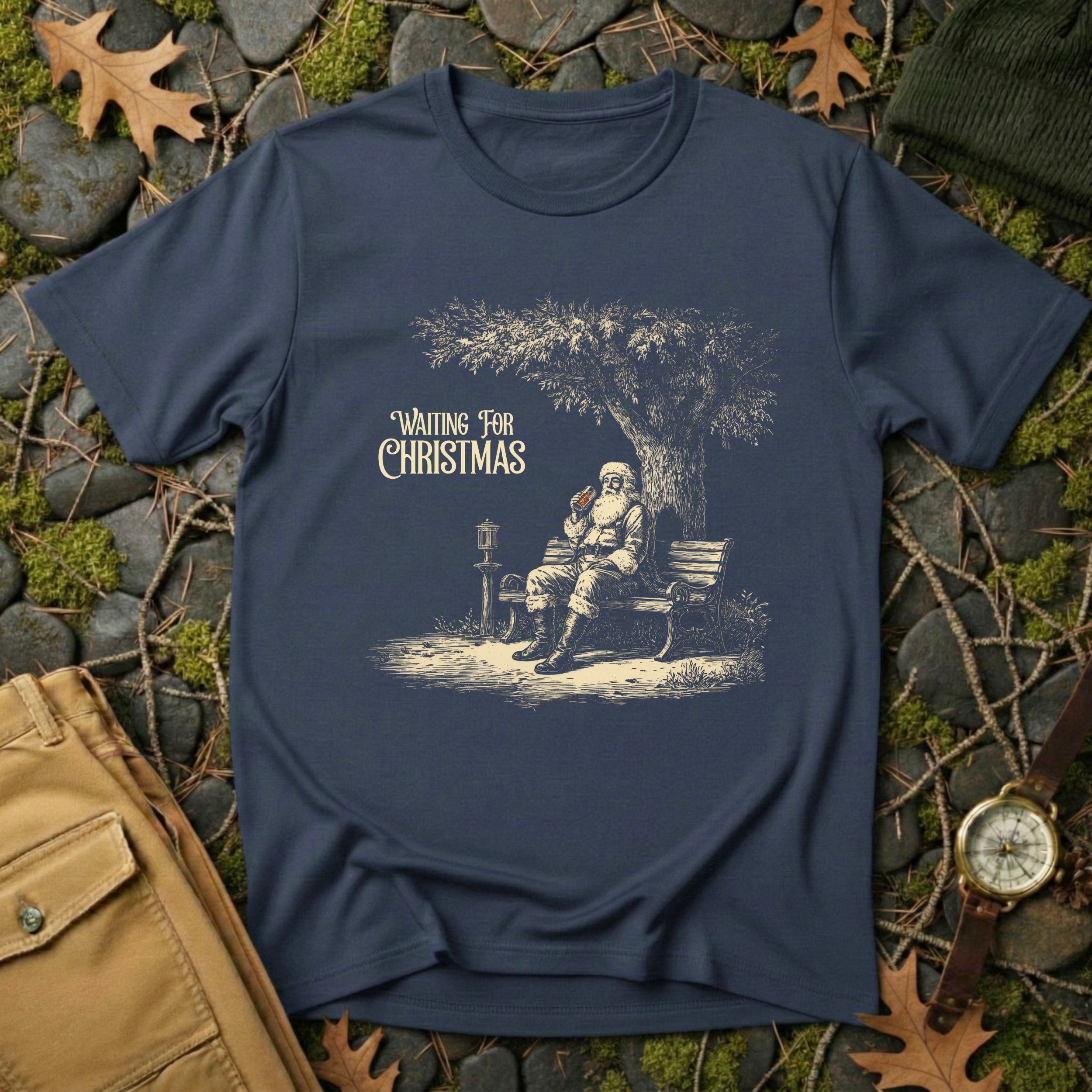 Waiting for Christmas – Vintage Santa T-Shirt