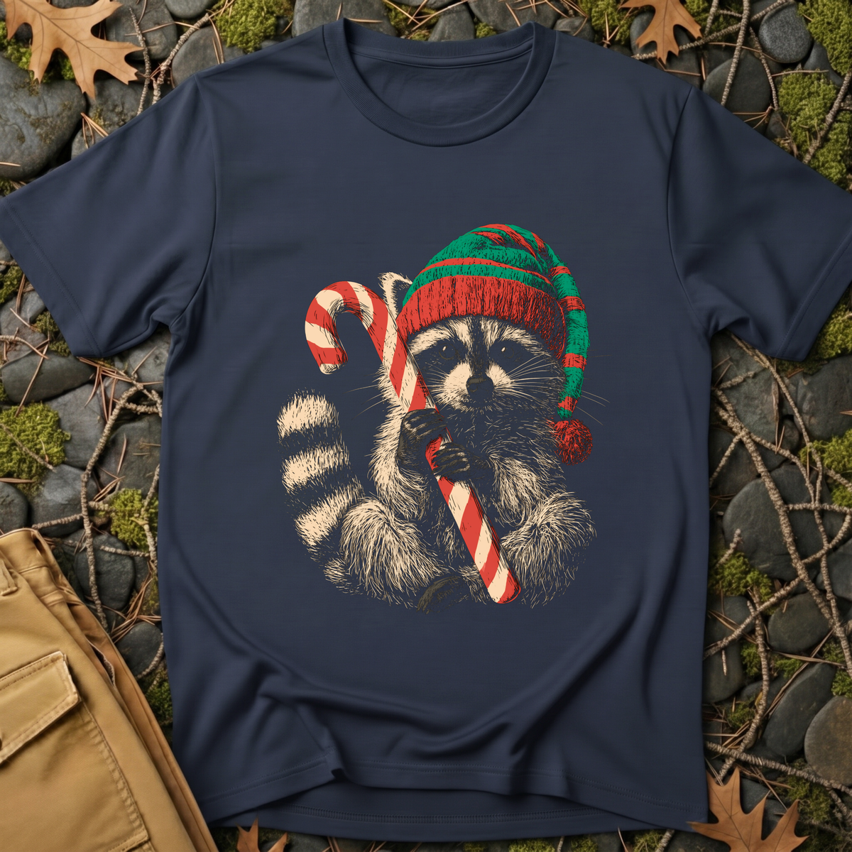 Candy Cane Raccoon T-Shirt